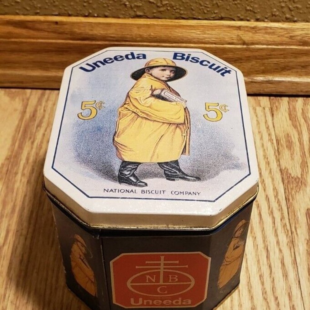 Vintage Uneeda Biscuit Bristol Ware Tin  Nabisco  5 Cents  National Biscuit